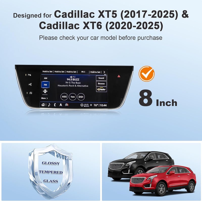 BSTW for 2025 Cadillac XT5 Screen Protector for 2017-2025 XT5/2020-2025 Cadillac XT6 Premium Luxury/Sport 8" Display for 2024 Cadillac XT5 Accessories 9H Tempered Glass Protective Film (XT5 8-In HD) - Image 3